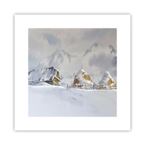 Plakat - I en sneklædt dal - 30x30 cm