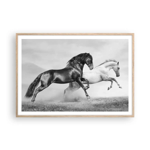 Plakat i ramme af lyst egetræ - Engle og dæmoner - 100x70 cm