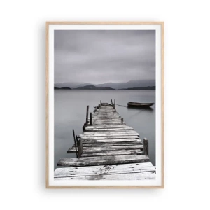 Plakat i ramme af lyst egetræ - Du kan tage af sted i morgen - 70x100 cm