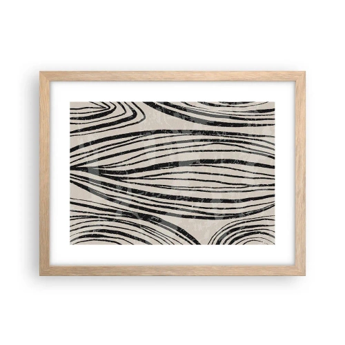 Plakat i ramme af lyst egetræ - Et spild af linjer - 40x30 cm