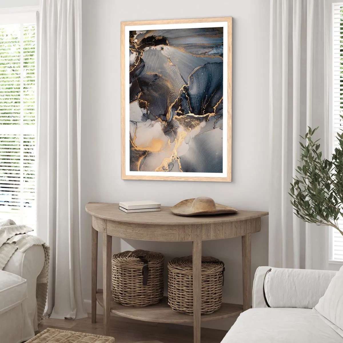 Plakat i ramme af lyst egetræ - Livet af sten - 70x100 cm