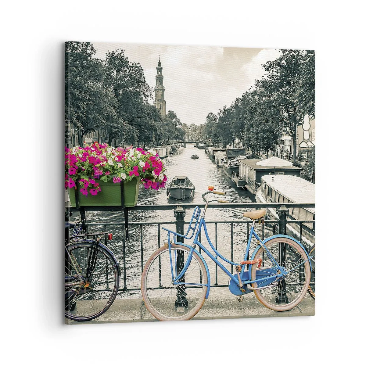 Lærredstryk - Billede på lærred - Farverne i Amsterdams gader - 60x60 cm