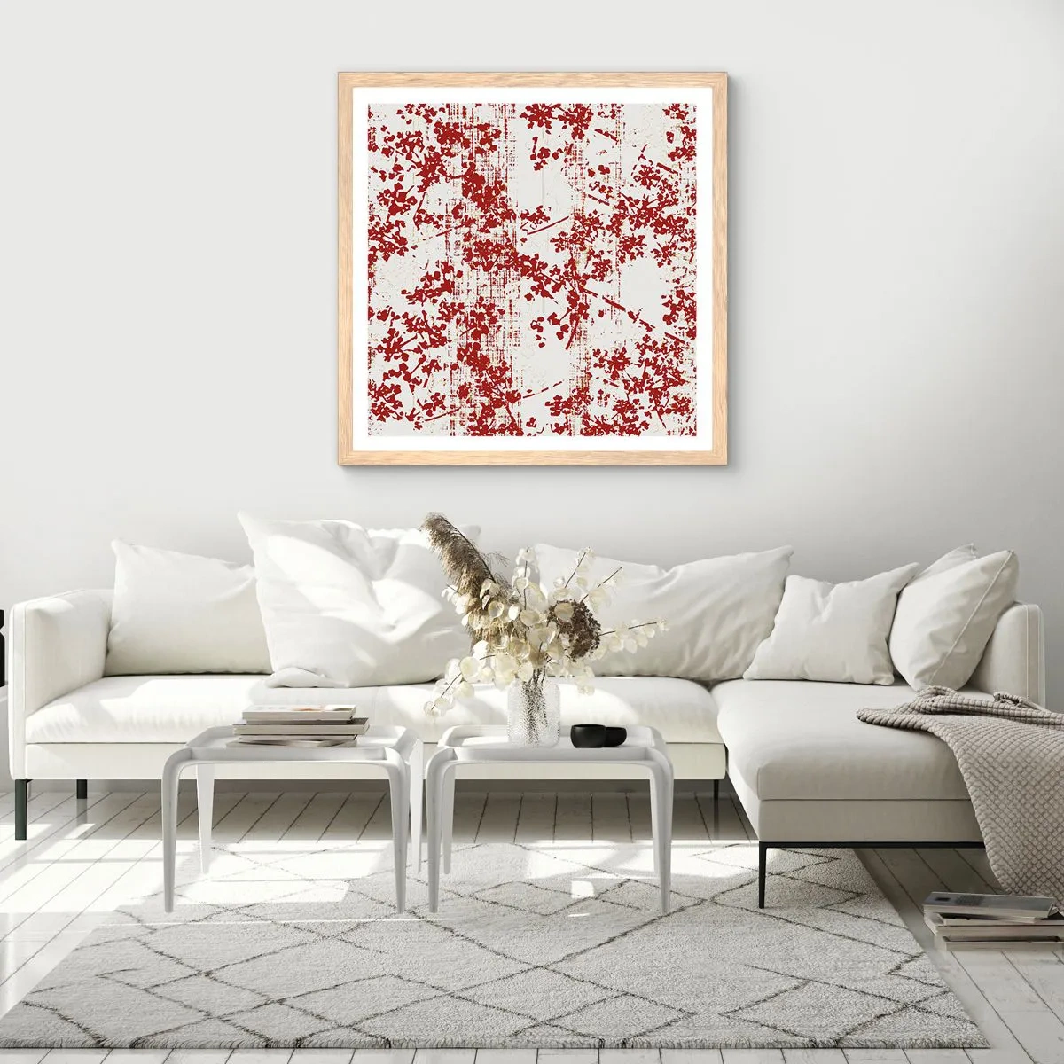 Plakat i ramme af lyst egetræ - Som en gammel percale - 50x50 cm