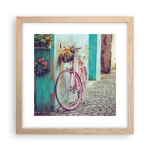 Plakat i ramme af lyst egetræ - Jeg vender tilbage om lidt - 30x30 cm