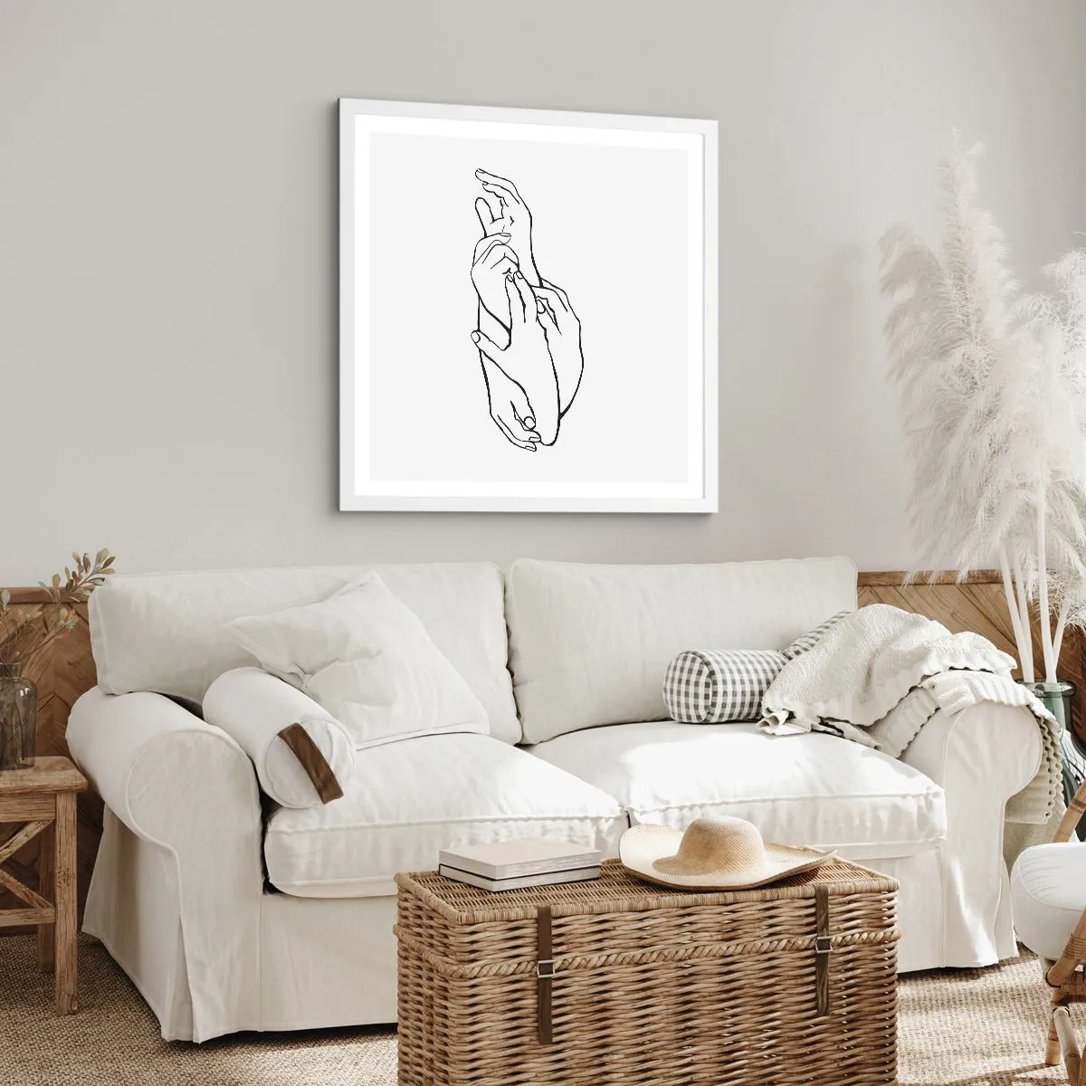 Plakat i hvid ramme - God berøring - 50x50 cm