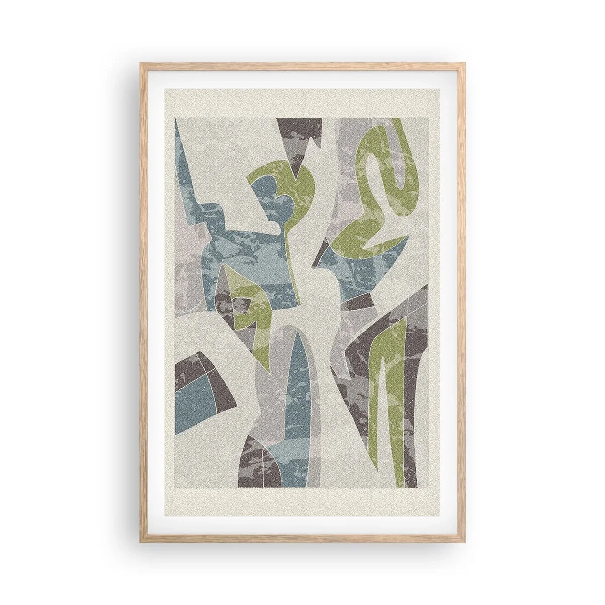 Plakat i ramme af lyst egetræ - Komposition bag glas - 61x91 cm