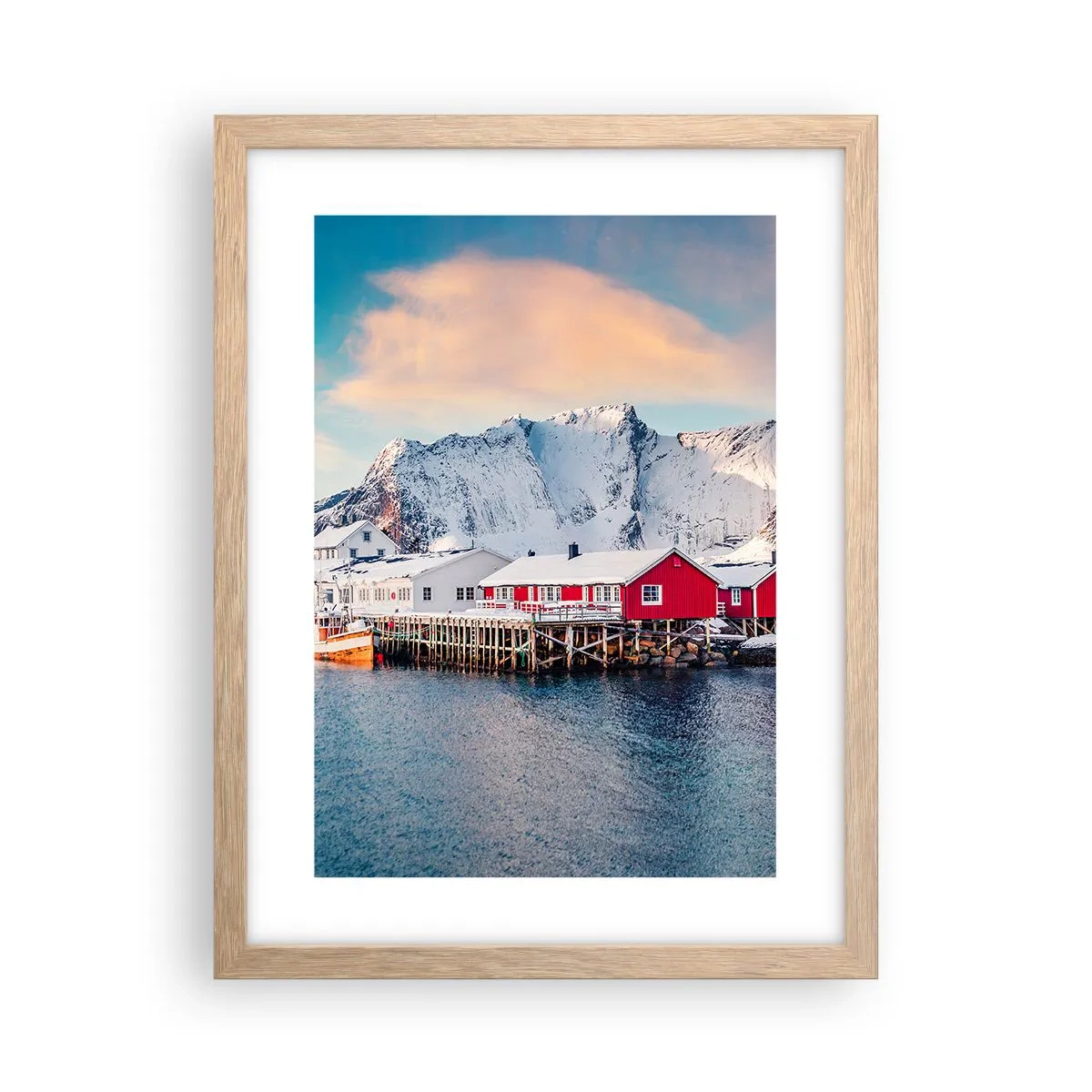 Plakat i ramme af lyst egetræ - Nordlig tilbagetrækning - 30x40 cm