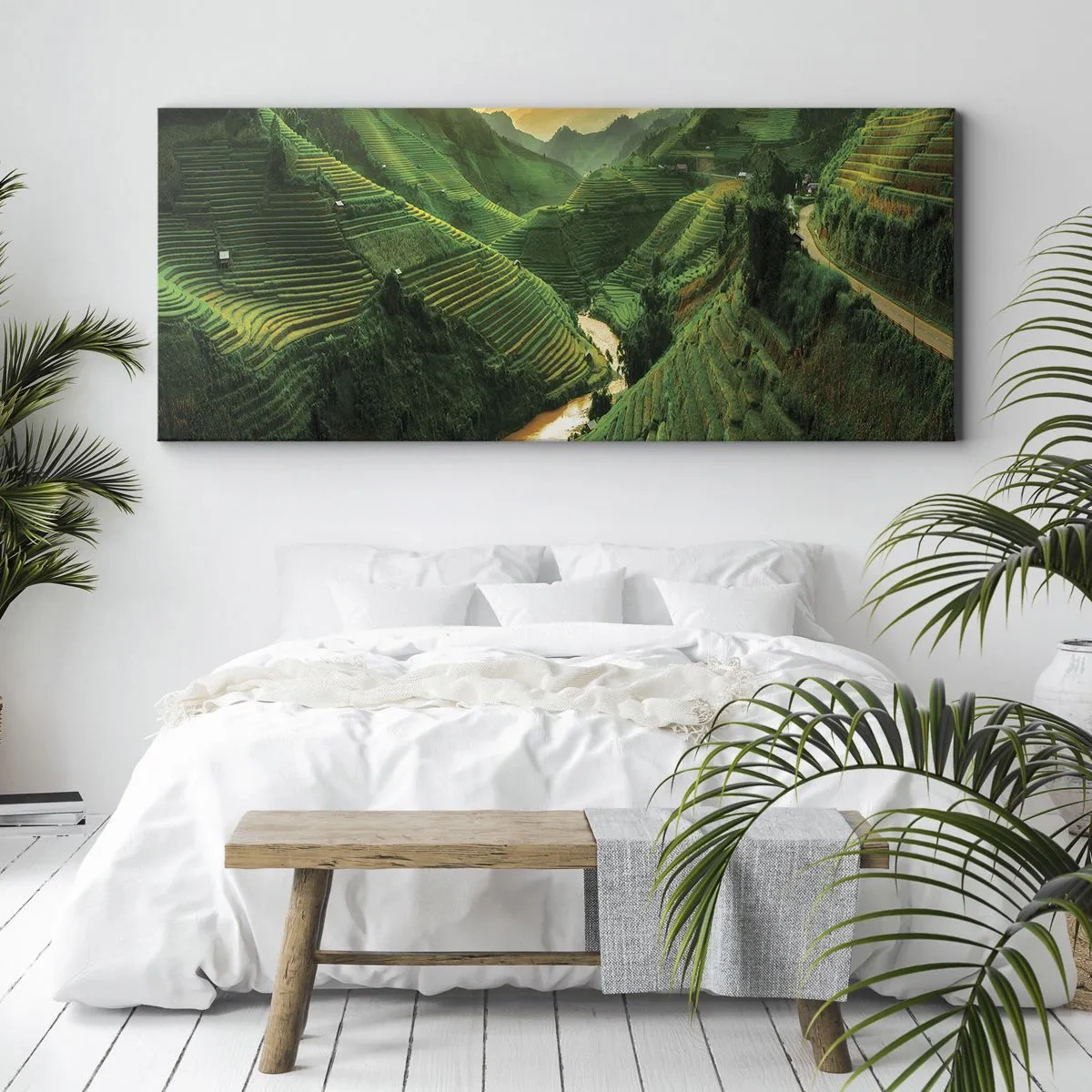 Lærredstryk - Billede på lærred - Vietnamesisk dal - 90x30 cm