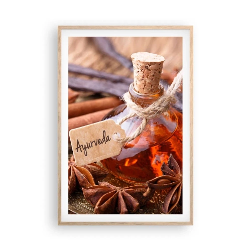 Plakat i ramme af lyst egetræ - På vej mod enhed af krop og ånd - 61x91 cm