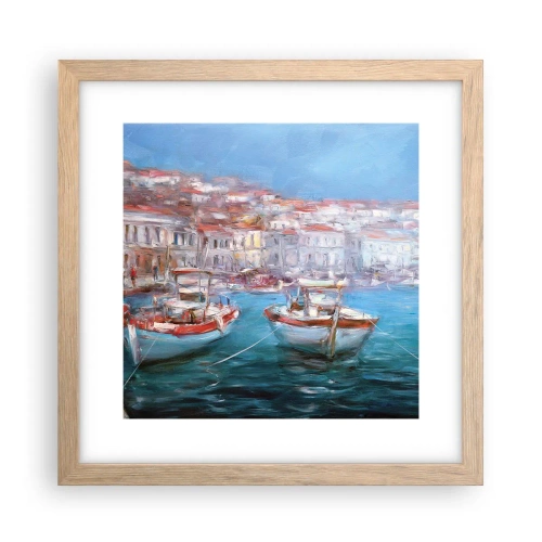 Plakat i ramme af lyst egetræ - Italiensk bugt - 30x30 cm