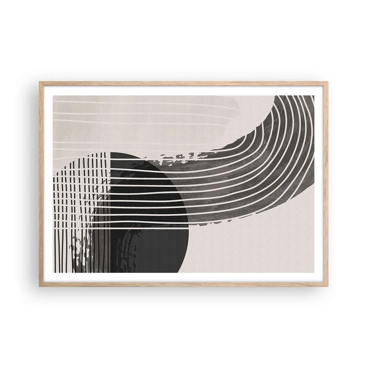 Plakat i ramme af lyst egetræ - Derhen og tilbage - 100x70 cm