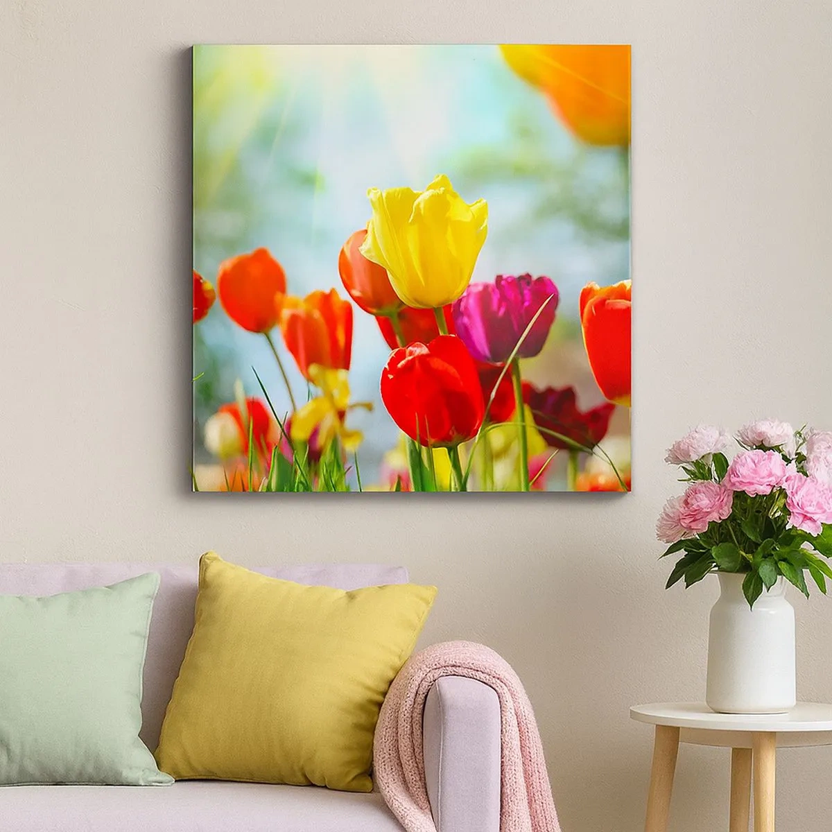 Lærredstryk - Billede på lærred - Alle solens farver - 30x30 cm