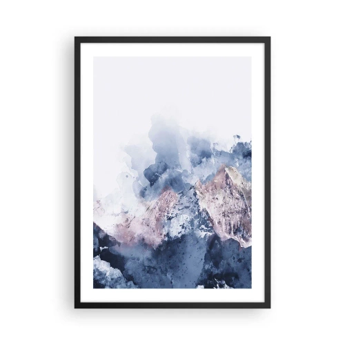 Plakat i sort ramme - Abstrakte bjerge i blå nuancer - 50x70cm - Dette er toppene! - Moderne vægdekoration til stue og soveværelse ARTTOR