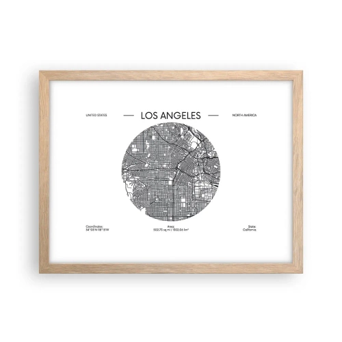 Plakat i ramme af lyst egetræ - Los Angeles' anatomi - 40x30 cm
