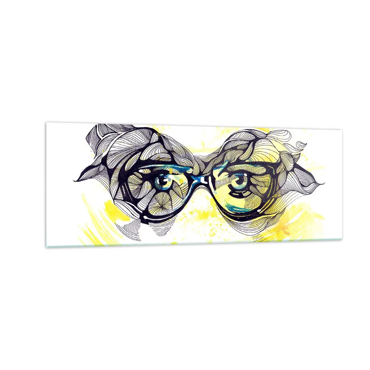 Billede på glas - Gennem blå briller - 140x50 cm