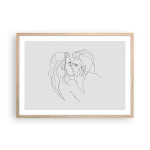 Plakat i ramme af lyst egetræ - I samme linje - 70x50 cm