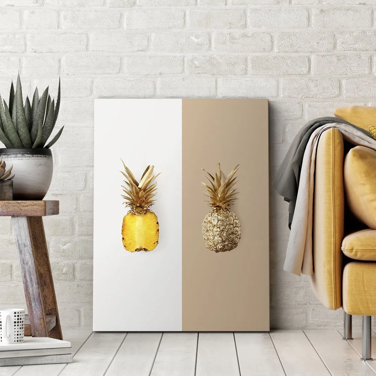 Lærredstryk - Billede på lærred - Ananas til os - 45x80 cm