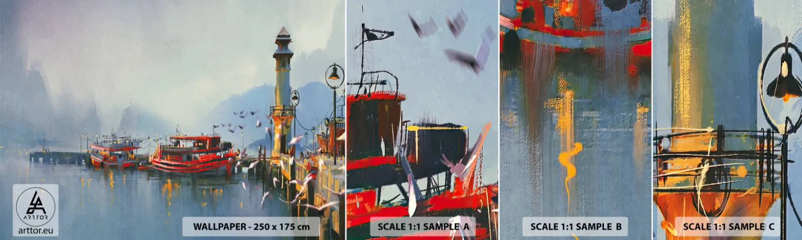 Prøve Fototapet Selvklæbende Deluxe Sticker - Ved verdens ende - Landskab, Havn, Fyrtårn - 100x30 cm