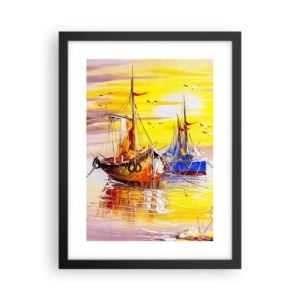 Plakat i sort ramme - Et velfortjent hvil i havnen - 30x40 cm