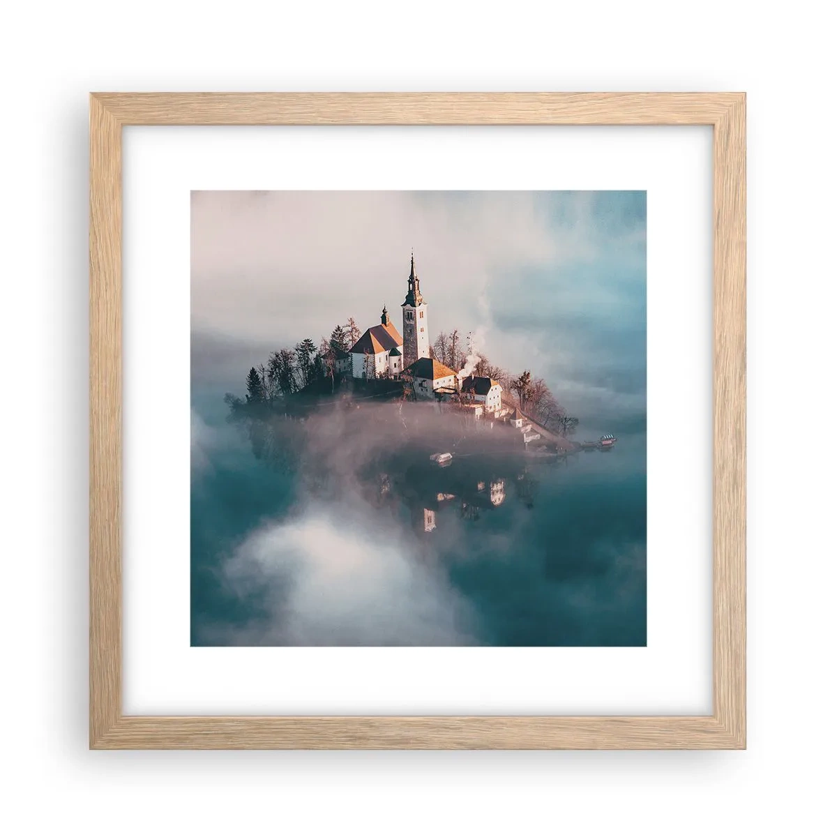 Plakat i ramme af lyst egetræ - Drømmeøen - 30x30 cm