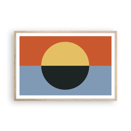 Plakat i ramme af lyst egetræ - En sammensætning af varme og kølighed - 91x61 cm