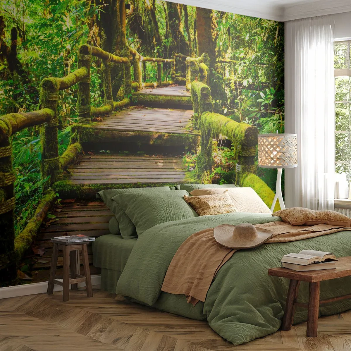 Fototapet Premium Sand - En korridor af grønt - Natur, Landskab, Skov - 100x70 cm