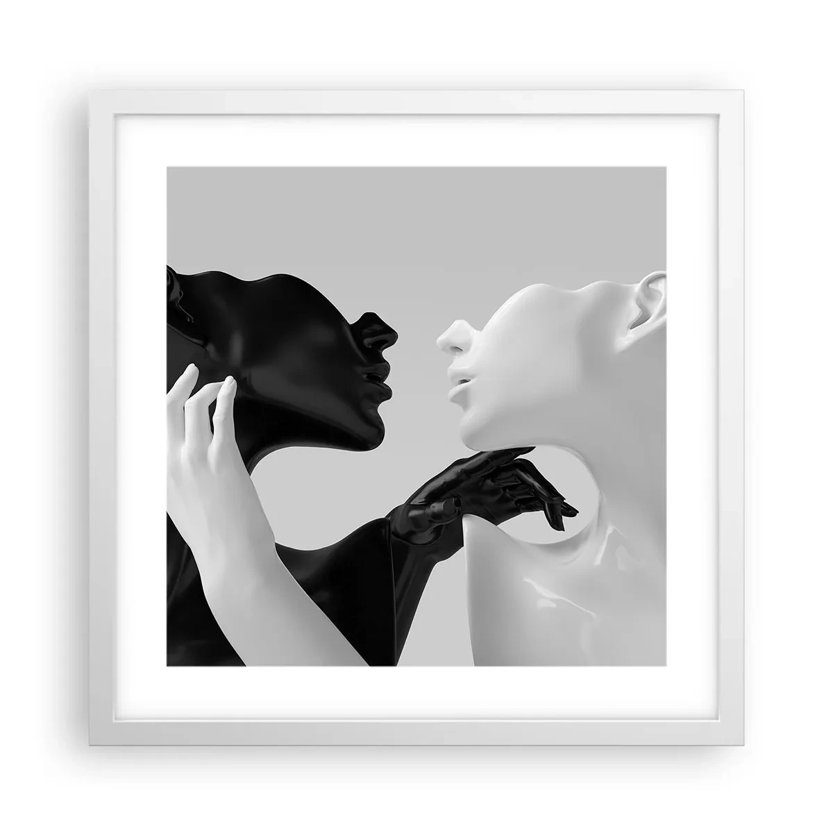 Plakat i hvid ramme - Tiltrækning - begær - 40x40 cm