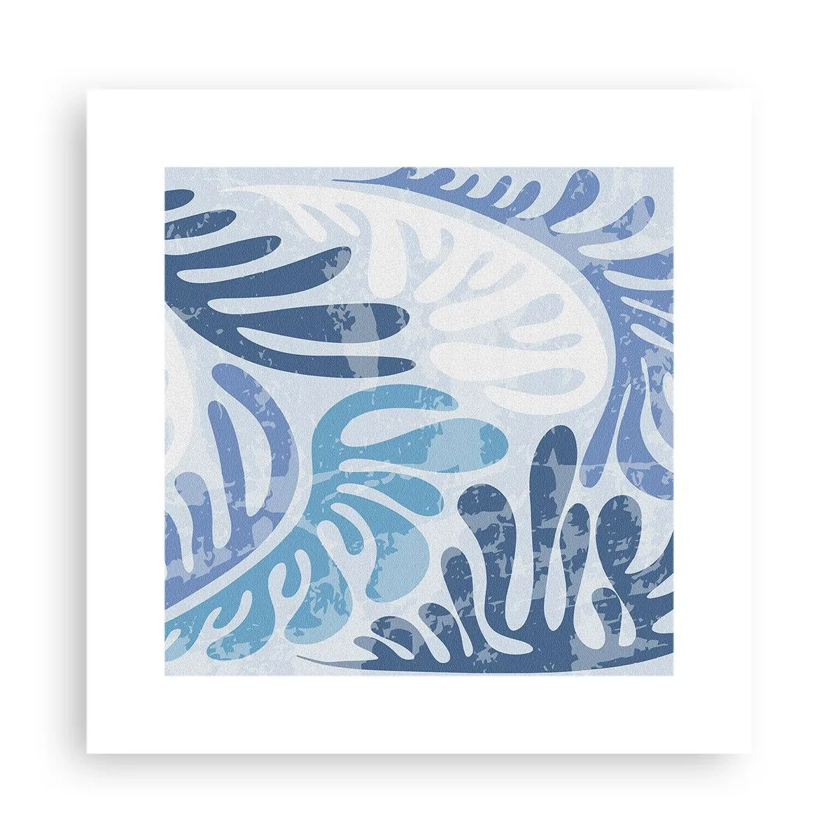 Plakat - Blå bregner - 30x30 cm