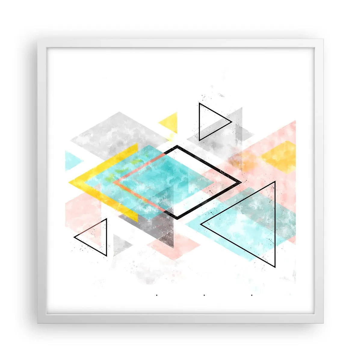 Plakat i hvid ramme - Geometrisk leg - 50x50 cm