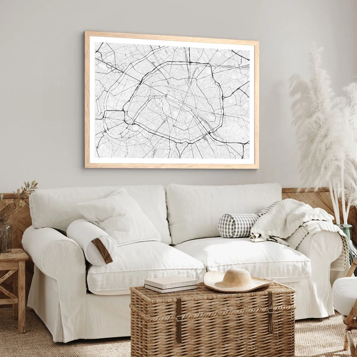Plakat i ramme af lyst egetræ - Paris' blomst - 91x61 cm