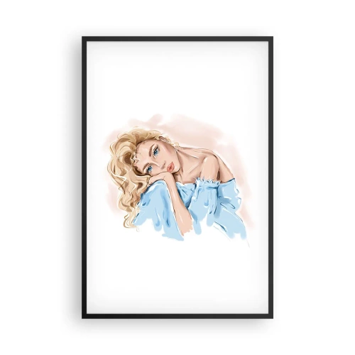 Plakat i sort ramme - Drømmende i blåt - 61x91 cm