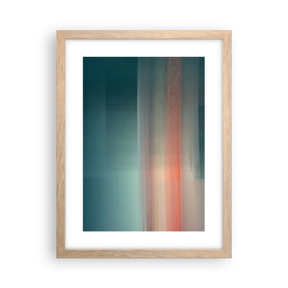 Plakat i ramme af lyst egetræ - Abstraktion: bølger af lys - 30x40 cm