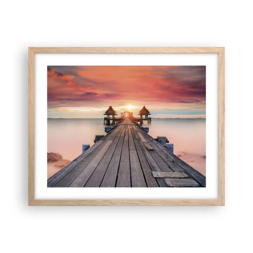 Plakat i ramme af lyst egetræ - Fra vest til øst - 50x40 cm