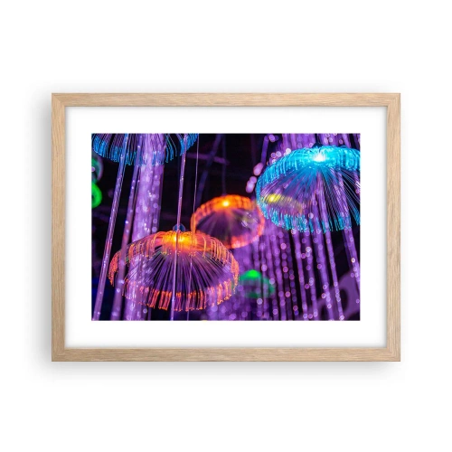 Plakat i ramme af lyst egetræ - Lysende springvand - 40x30 cm