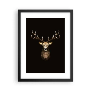 Plakat i sort ramme - Kubistisk hjort - 30x40 cm