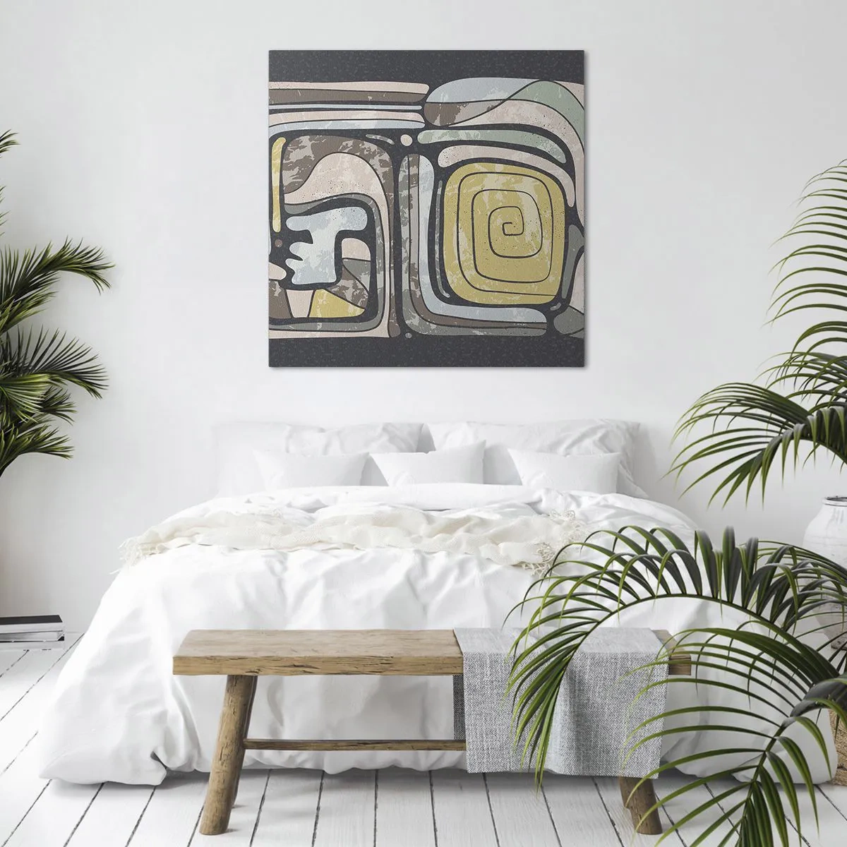 Lærredstryk - Billede på lærred - Abstraktion i en præcolumbiansk ånd - 60x60 cm