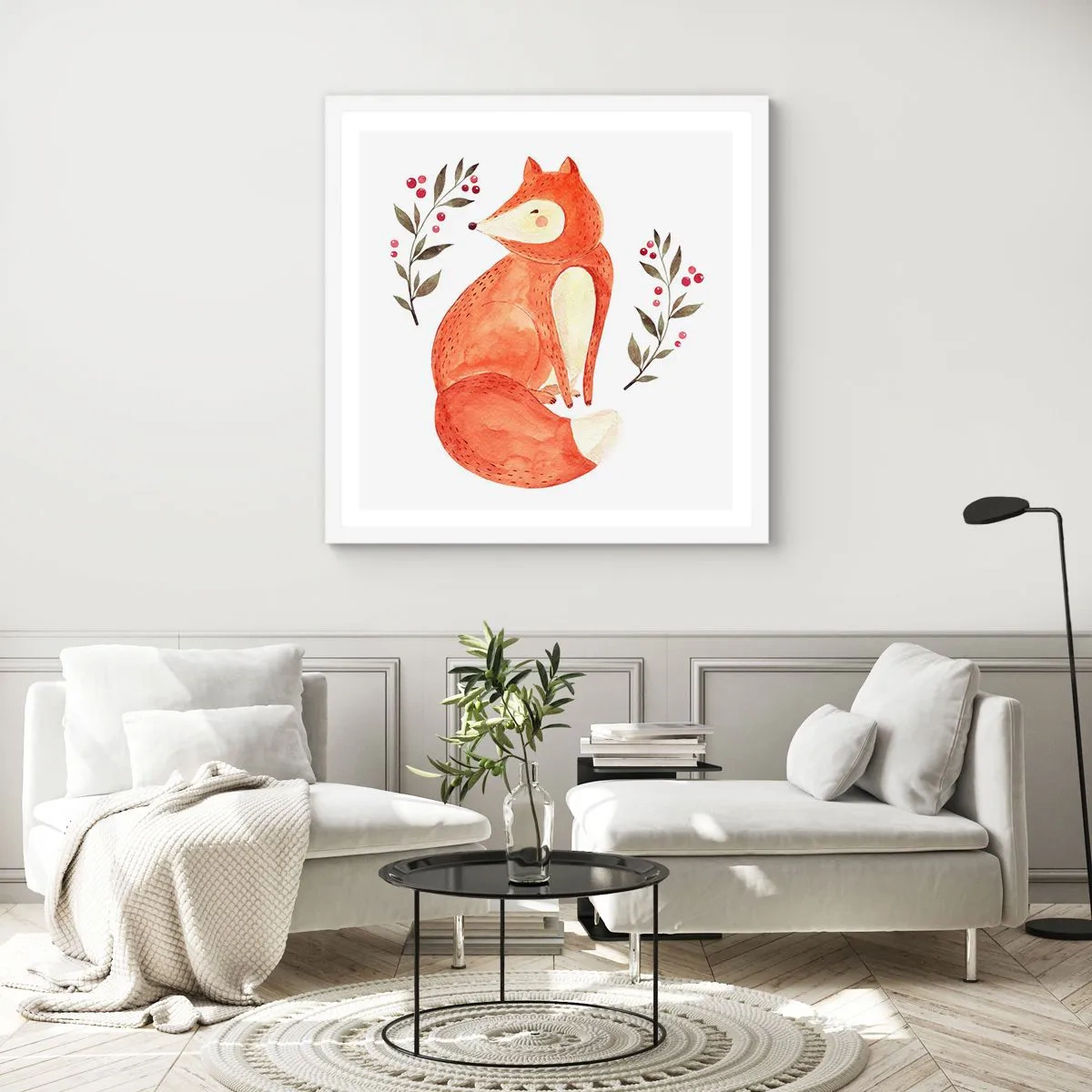 Plakat i hvid ramme - Lille rødhåret - 40x40 cm