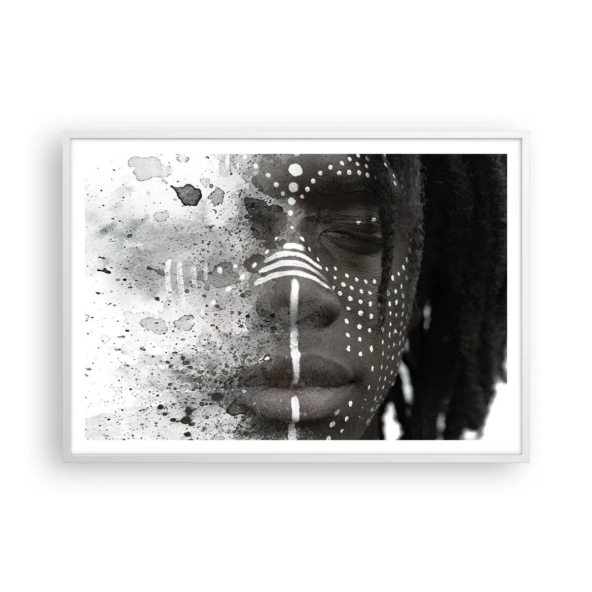 Plakat i hvid ramme - Opdag den oprindelige ånd - 100x70 cm