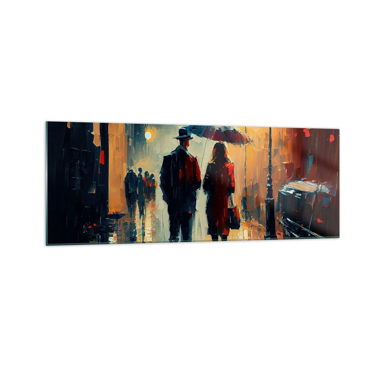 Billede på glas - Urban kærlighedshistorie - 140x50 cm