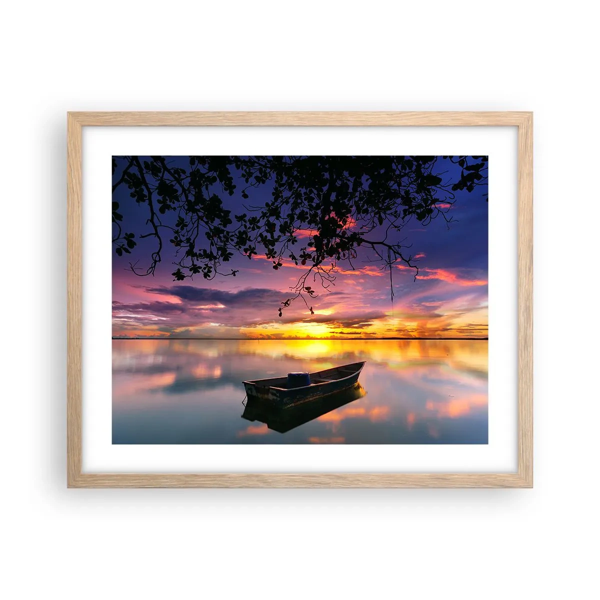 Plakat i ramme af lyst egetræ - "Det ser ud til, at du hænger midt på himlen..." - 50x40 cm