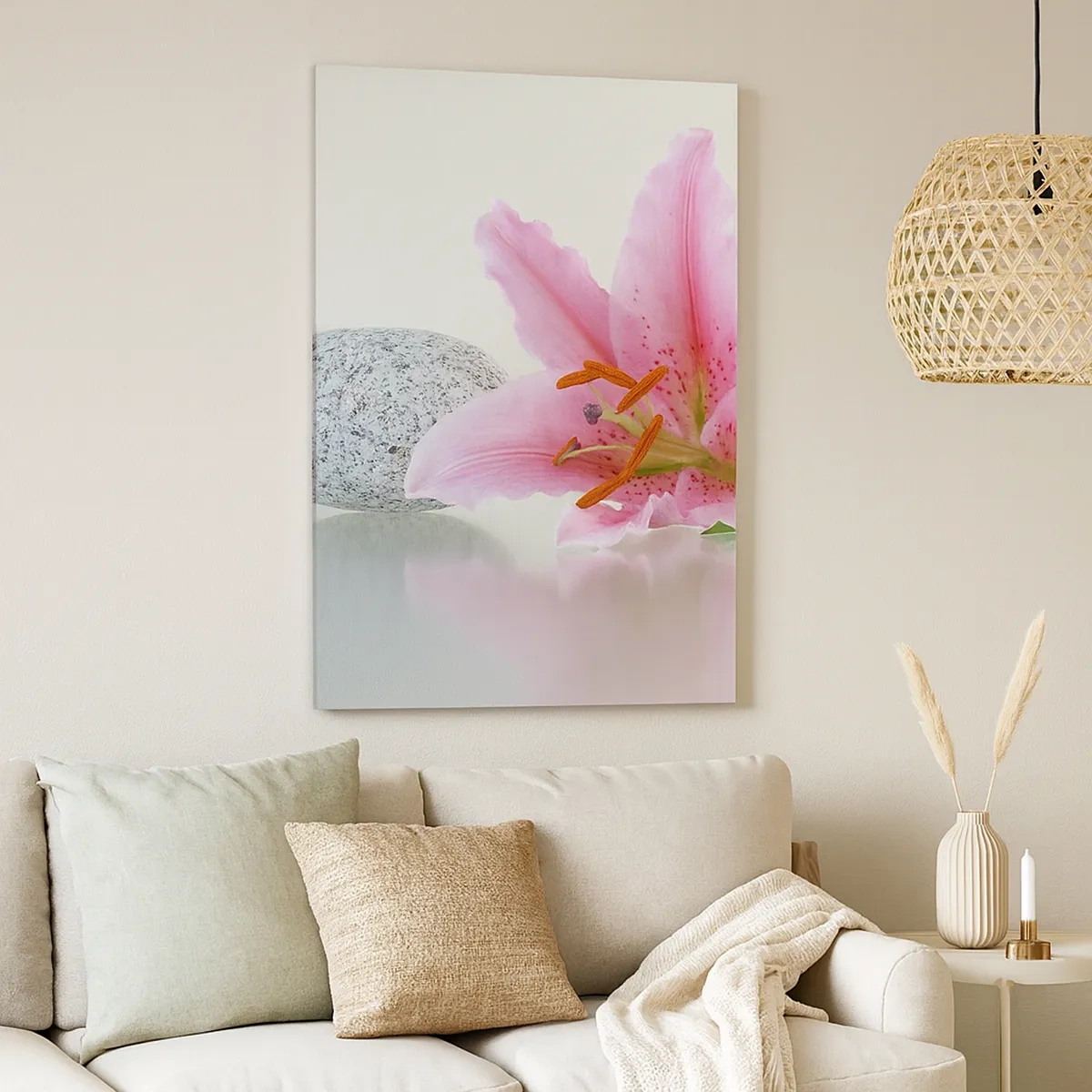 Lærredstryk - Billede på lærred - Et studie i rosa, grå og hvid - 50x70 cm