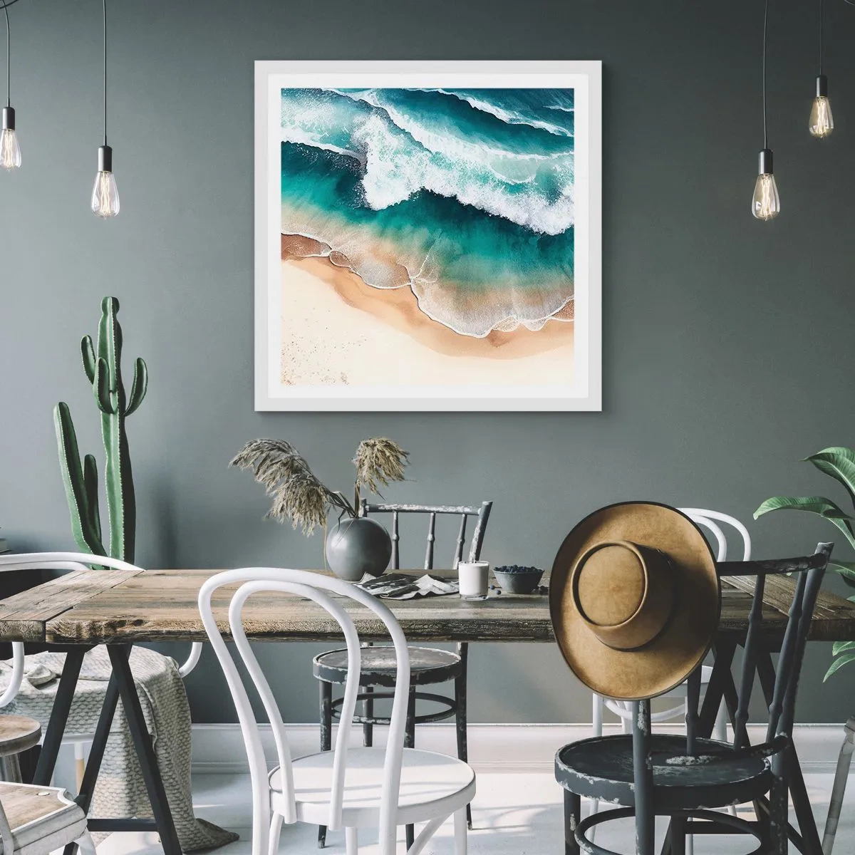 Plakat i hvid ramme - Et evigt møde - 60x60 cm