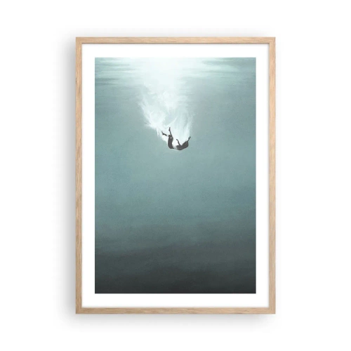 Plakat i ramme af lyst egetræ - I havets favntag - 50x70 cm