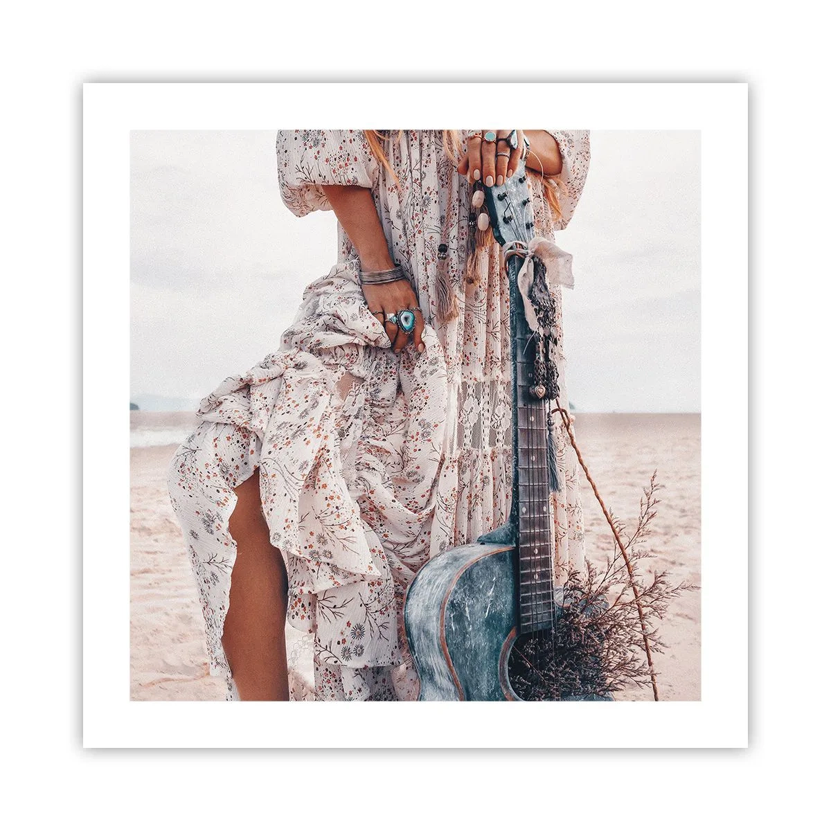 Plakat - Børn blomster på vej - 50x50 cm