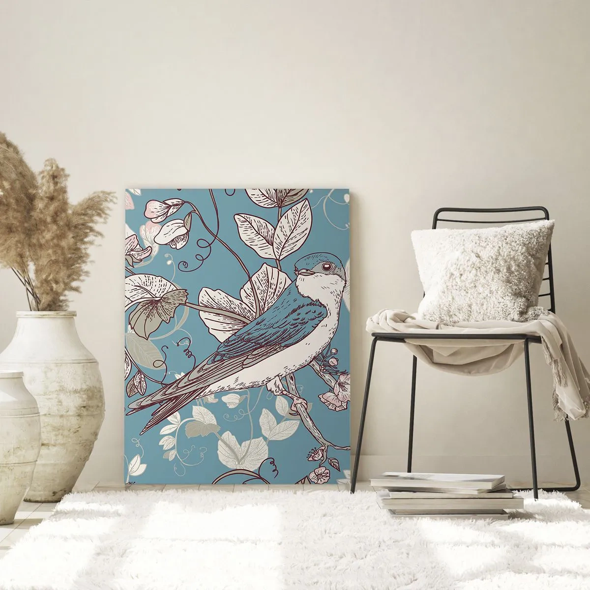 Billede på glas - I de hvide skove kvidrende og sølvfarvede - 50x70 cm