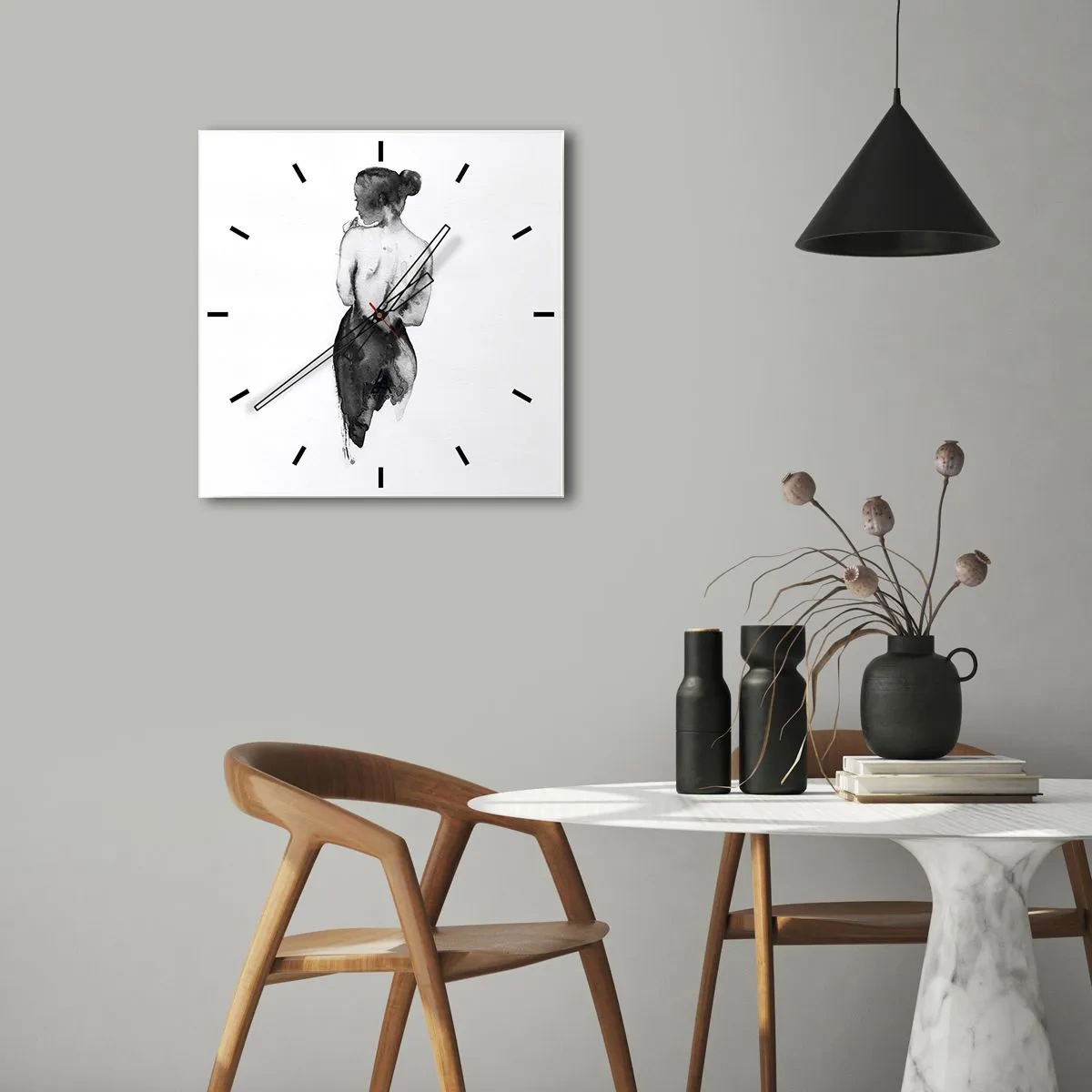 Vægur, Uret - Med hende forsvinder verden - 30x30 cm