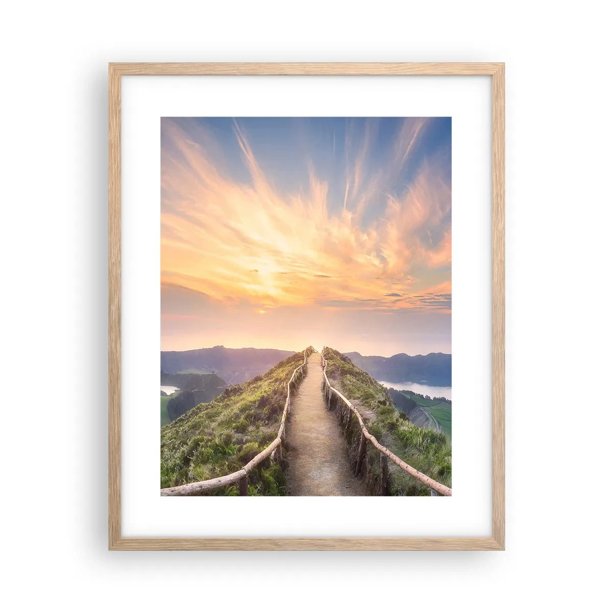 Plakat i ramme af lyst egetræ - Tæt på himlen - 40x50 cm