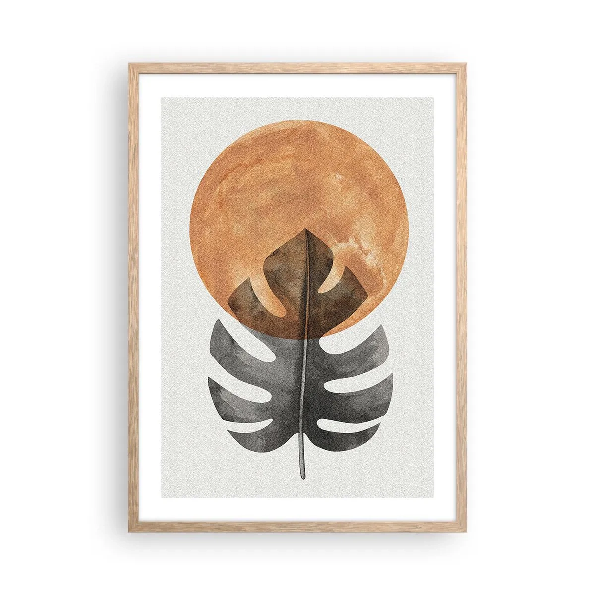 Plakat i ramme af lyst egetræ - Altid solen - 50x70 cm