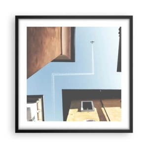 Plakat i sort ramme - Over den urbane labyrint - 50x50 cm