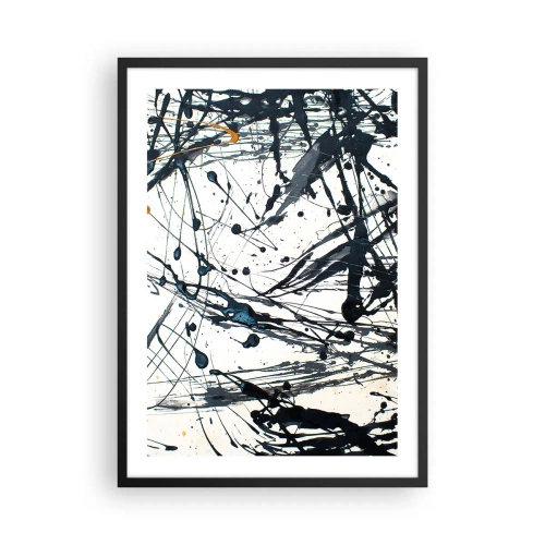 Plakat i sort ramme - Udtryksfulde abstrakte linjer på en hvid baggrund - 50x70cm - Med eller uden fornuft? - Moderne vægdekoration til stue og soveværelse ARTTOR